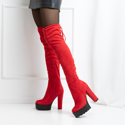 Rote Overknee-Stiefel mit hohen Absätzen in Rot Numi - Footwear