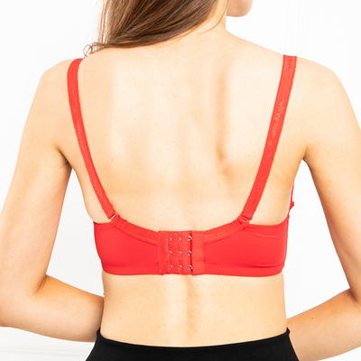 Roter gepolsterter BH mit Spitze - Unterwäsche