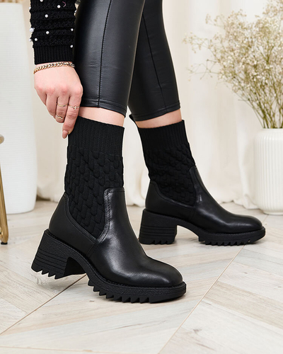 Royalfashion Schwarze Damenstiefel Acigog mit flachem Absatz