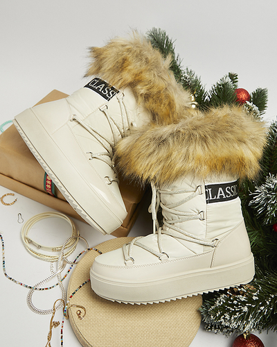 Beige Damen-Schneestiefel mit Fell Lilitsa- Footwear