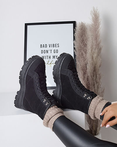 Жіночі утеплені черевики-трапери чорного кольору Wosser- Footwear