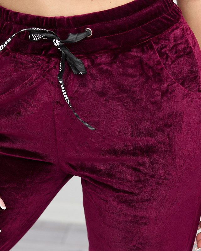 Damen-Jogginghose aus kastanienbraunem Velours - Kleidung