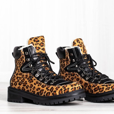 Stiefel mit Leopardenmuster, isoliert mit Dori-Schaffellmantel - Schuhe