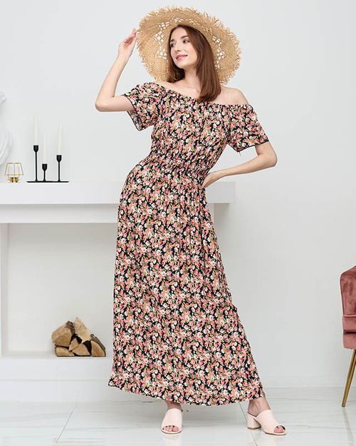 Marineblaues Maxikleid für Damen mit offenen Rücken - Kleidung