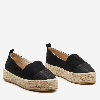 OUTLET Schwarze Espadrilles mit dekorativer Spitze Steve - Footwear
