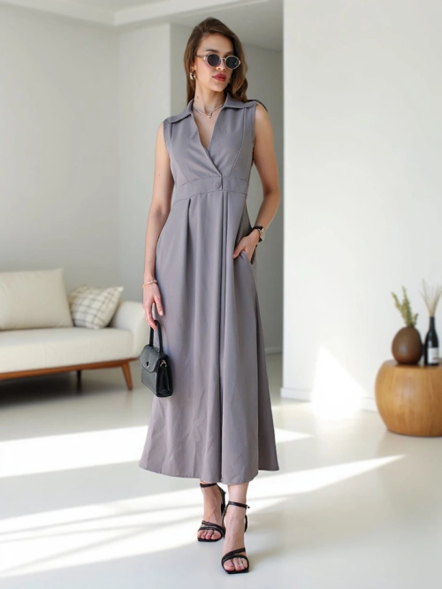 Royalfashion жіноче безрукавне плаття з обгортковим декольте Bizness