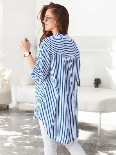 Royalfashion Жіноча довга смужка сорочка з віскози