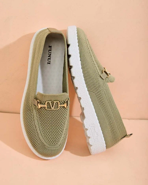 Royalfashion Жіночі тканинні мокасини із золотим декором Erticae