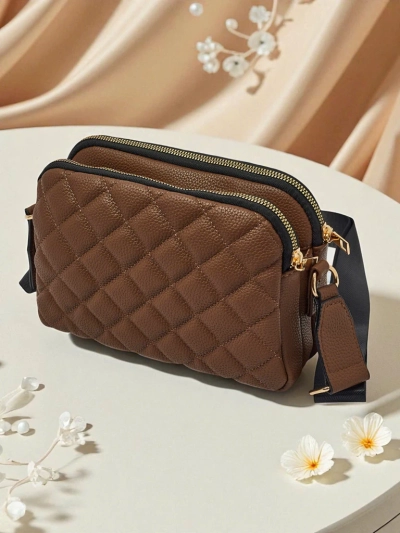 Kleine gesteppte Handtasche aus weichem Öko-Leder Copper Veil