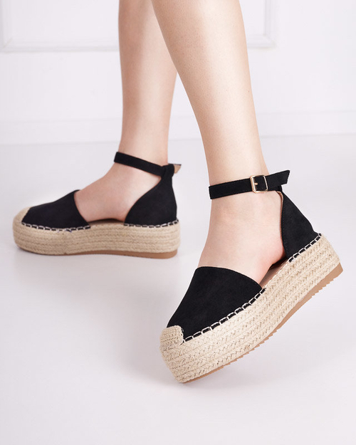 OUTLET Чорні жіночі босоніжки a'la espadrilles на платформі Olikar - Туфлі