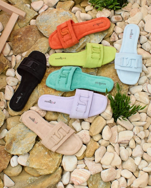 Жіночі шльопанці Royalfashion Неонові зелені з пряжкою Rydr