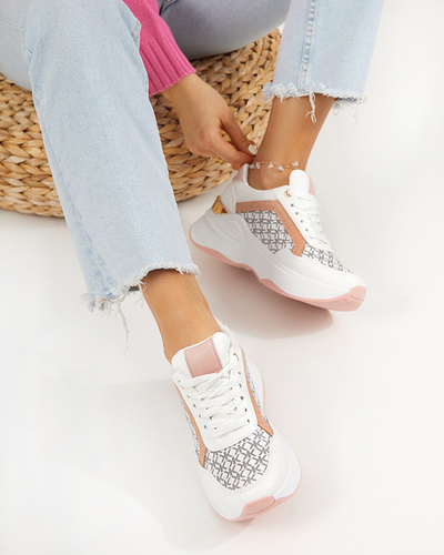 Білі жіночі кросівки з рожевими вставками Weniso