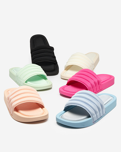 Gestreifte Damenhausschuhe in blauer Lenira-Farbe - Schuhe