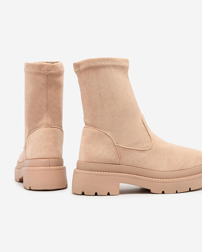 Royalfashion Damenstiefel aus Öko-Wildleder in Beige Classy Girl