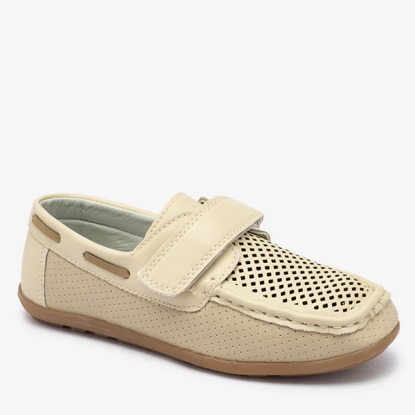 Durchbrochene Kindermokassins in Beige Nexxc- Footwear