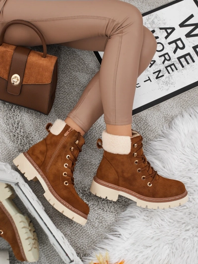 Damen Trapper Stiefeletten mit Fell Tessara