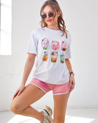 Royalfashion Damen Sportset mit T-Shirt und Shorts Kitty Cat