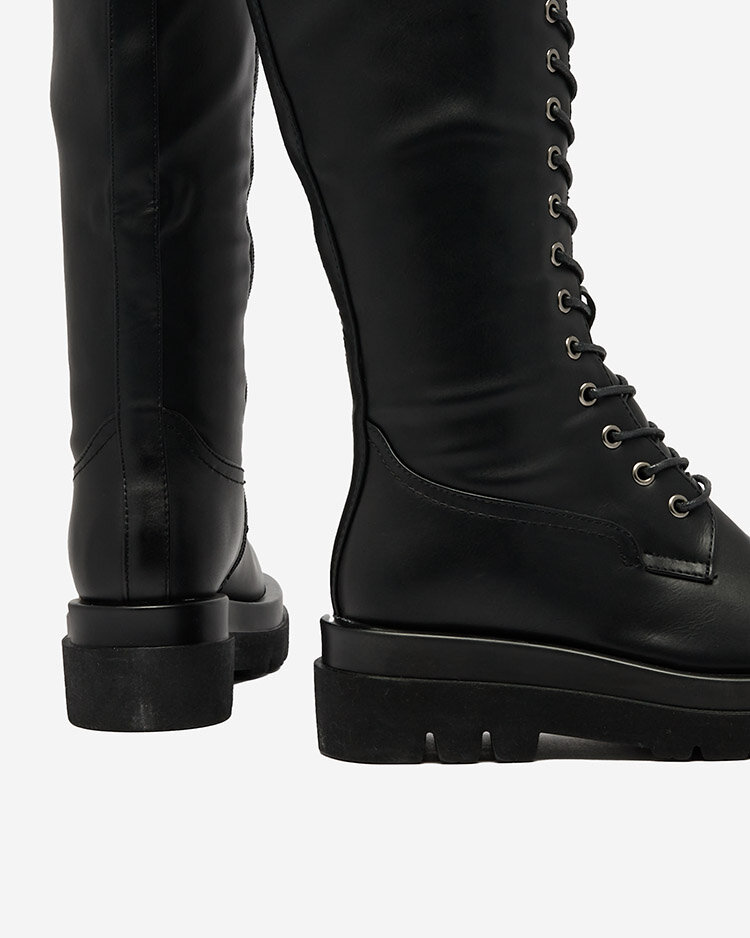 Royalfashion Schwarzer Damenschnürstiefel Decovbo