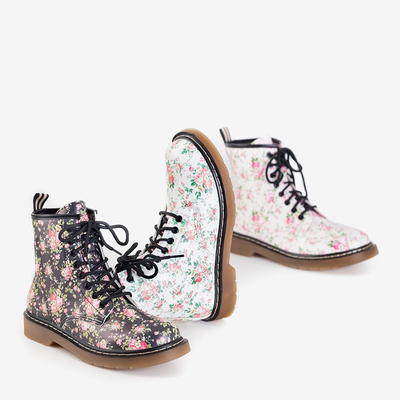 Чорні жіночі черевики-воркери з квітковим принтом Ornellia - Взуття