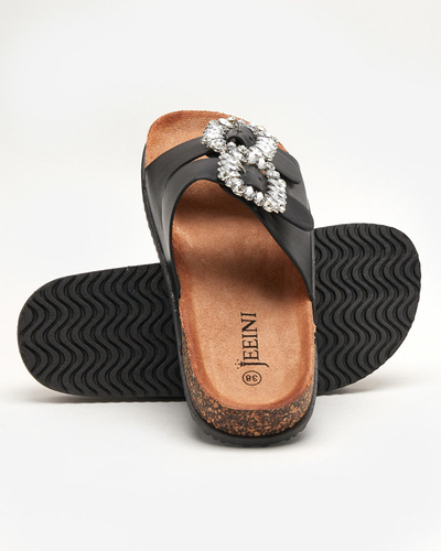 Schwarze Damenhausschuhe mit Schnallen Oterina - Footwear