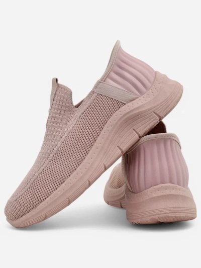 Damen-Sneakers Apollo Rosa – rosa Slip-on-Schuhe aus Stoff mit flacher Sohle