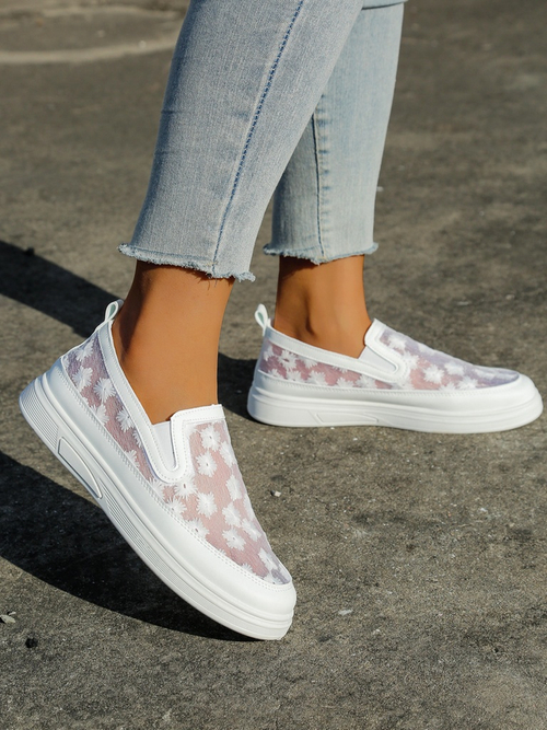 Royalfashion Жіночі мереживні мокасини з квітами Emzos