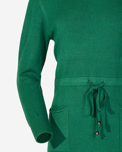 Grüner Damen-Tunika-Pullover mit Kapuze - Kleidung