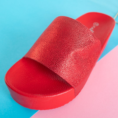 Rote Plateau-Sandalen mit Metallic-Streifen Wenda - Footwear