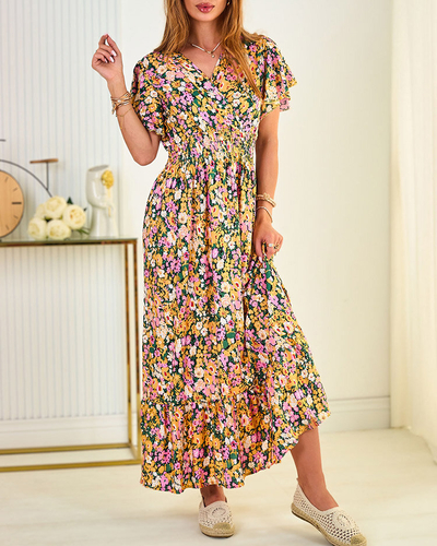 Royalfashion Damen Midikleid mit Blumenmuster