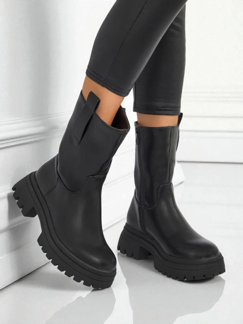 Високі жіночі ботильйони з еко шкіри Scarlet Mist