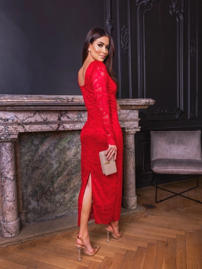Royalfashion Damen Spitzen-Midi-Kleid