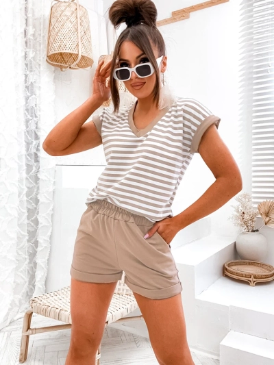 Royalfashion Baumwolle Frauen gestreiftes Set