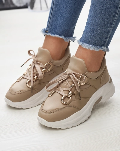 Hellbraune Damen-Sportschuhe mit Ketten Nanoka - Footwear