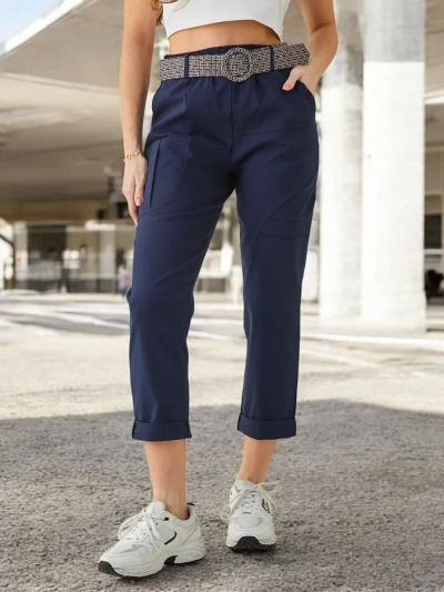 Royalfashion Damen Viskosehose mit einem Gürtel