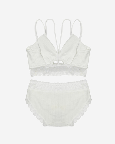 Білий жіночий комплект білизни з мереживом - Нижня білизна