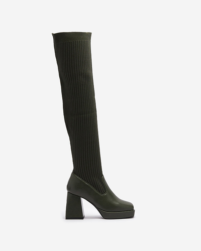 Dunkelgrüne Overknee-Stiefel für Damen Sarioga - Footwear
