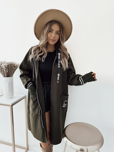 Royalfashion Knielange Damenmanteljacke in khaki