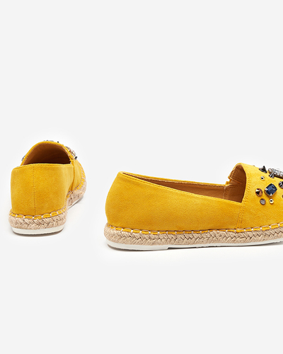 OUTLET Gelbe Espadrilles aus Öko-Wildleder für Damen mit Zirkonias Mediros - Schuhe