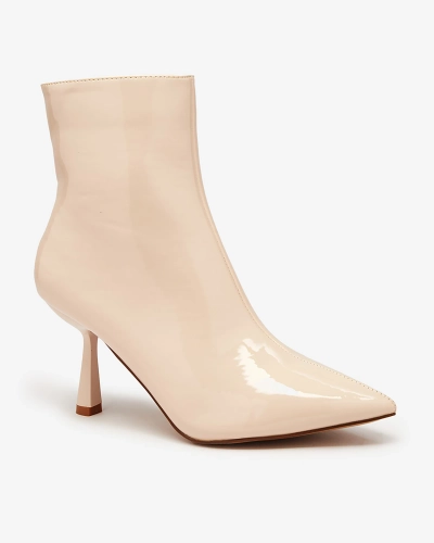 Royalfashion Beige lackierte Damen Entenabsatzstiefel Elegant Elegant