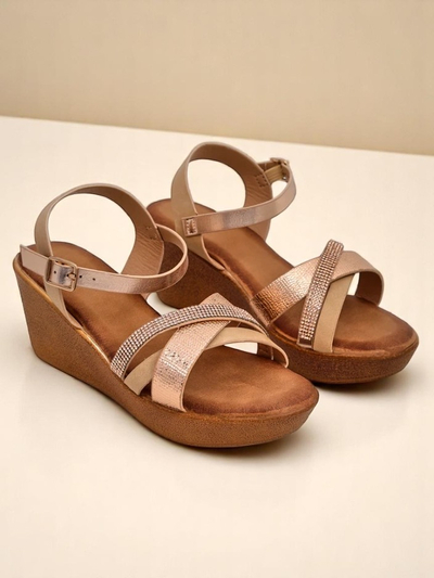 Royalfashion Damen Wedgesandalen mit Strasssteinen und Glitzer Glittera