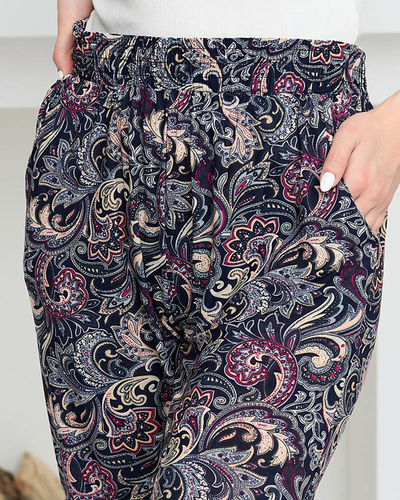Marineblau gemusterte Damenhose in PLUS SIZE - Kleidung