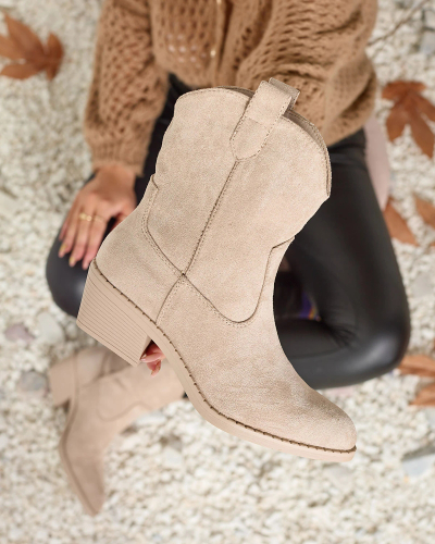 Royalfashion Beige Damen isolierte Cowboystiefel Bronco