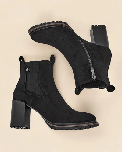 Royalfashion Damen Öko-Wildleder Stiefeletten auf einer Säule Idilla