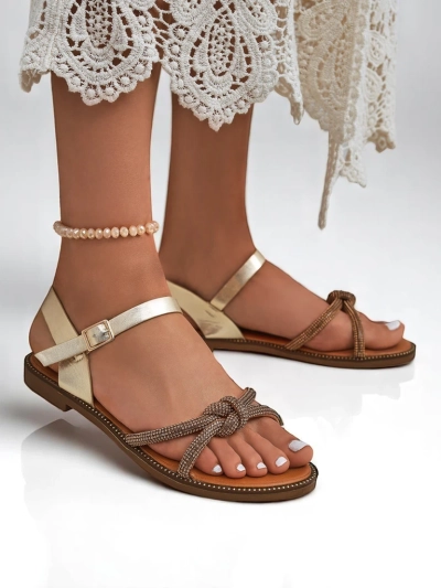 Royalfashion Damen Sandalen mit dekorativen Zirkonia Bella Shine