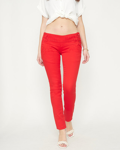 Damen Stoffhose mit niedrigem Bund in Rot - Kleidung