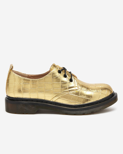 Goldener Damenschuh mit Seniri-Prägung - Schuhe