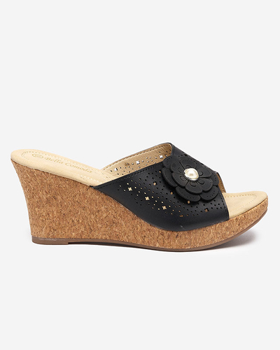 Чорні жіночі тапочки на танкетці Dombas- Shoes