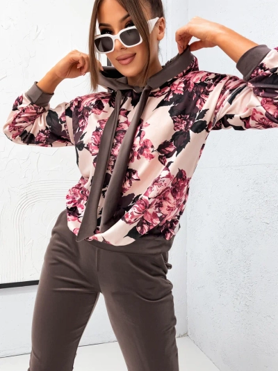 Royalfashion Damen Baumwollset, das wie Velours in Blumen aussieht