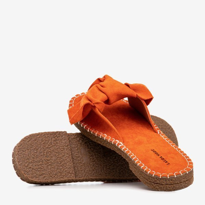Orangefarbene Damensandalen mit Latusa-Schleife - Schuhe