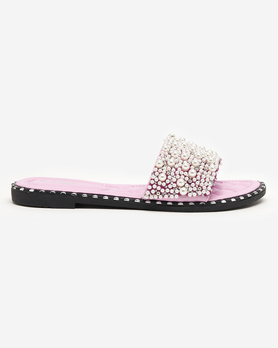 Damenhausschuhe mit Perlen in Lila Loppo - Schuhe